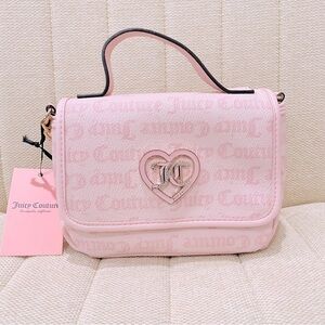 NEW Juicy‎ Couture Pink Powder Blush Gothic Dots Flawless Flap Crossbody